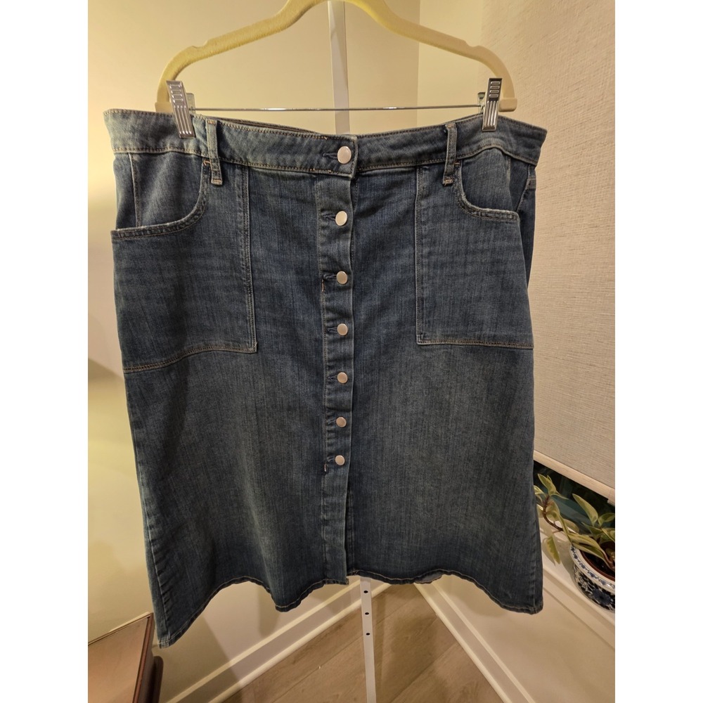 Sonoma Hi Rise Denim Skirt 18W Button Fly Midi Relaxed - Picture 7 of 16